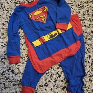 Superman Kids Costume 2 Peice Pajamas - Blue and Red